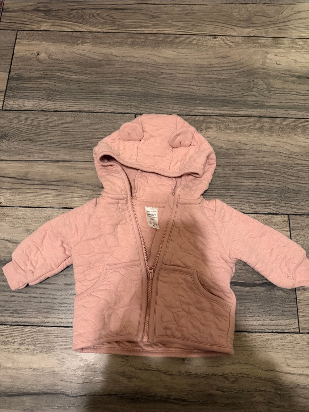 Toddler Pink Quilted Hooded Jacket with Ear Detail